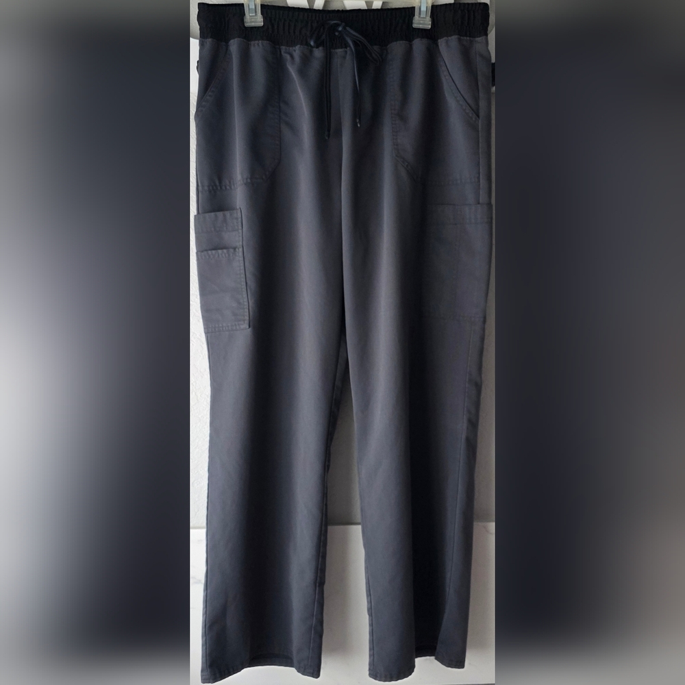 Scrubstar Women's Dark Gray And Black Waistband Scrub Pants Size XL